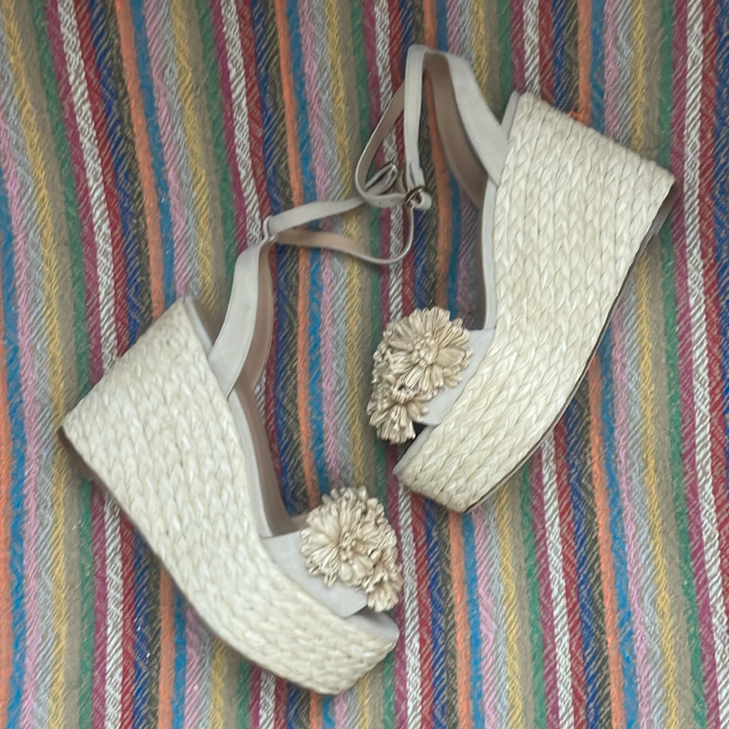 Nwb Paloma Barcelo Armele Suede And Straw Platforms Sz 39